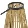 The Novogratz Brown Wicker Handmade Slatted Frame Decorative Candle Lantern with Handle