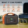 BULLBAT Portable Power Station Pioneer 500, 504Wh Lithium Battery Powered Outlet with 500W AC/60W PD/QC3.0 USB-A/12V DC, Solar Power Generators with M