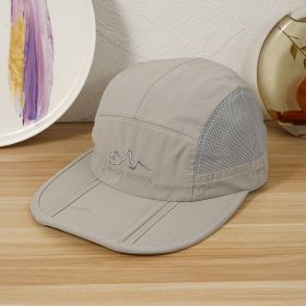 Outdoor Sunshade Baseball Cap Unisex Rainproof Waterproof Quick-drying Folding Hat Women Men's Fishing Sunscreen Baseball Cap New Year Presents Christ (Color: Light grey)