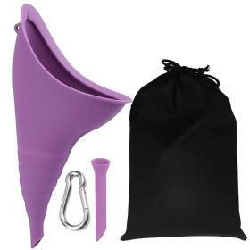 Portable Silicone Urinal For Women; Reusable; Dewable; Emergency Urinal In Car; Emergency Urinal With Hook And Catheter; With Waterproof Storage Organ (Color: Purple)