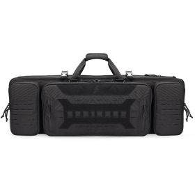 VOTAGOO Double Rifle Case Gun Bag, Safely Long-Barrel Firearm Transportation Cases Locks, All-Weather Soft Tactical Range Bag Ackpack For Shotgun Spac (Color: Black, size: 36inches)